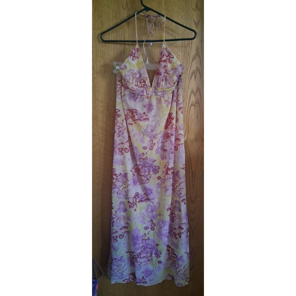 VTG Van Raalte Floral Halter Nightgown Negligee Lingerie Small has strap repair